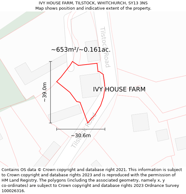 IVY HOUSE FARM, TILSTOCK, WHITCHURCH, SY13 3NS: Plot and title map
