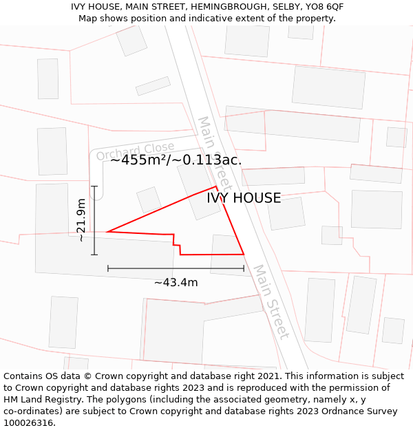IVY HOUSE, MAIN STREET, HEMINGBROUGH, SELBY, YO8 6QF: Plot and title map