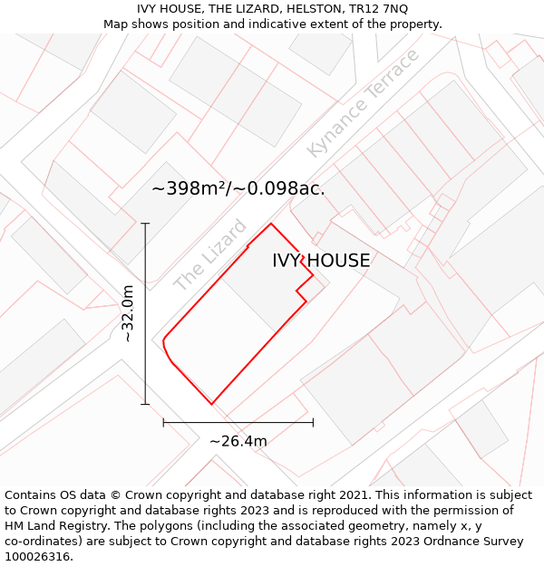 IVY HOUSE, THE LIZARD, HELSTON, TR12 7NQ: Plot and title map