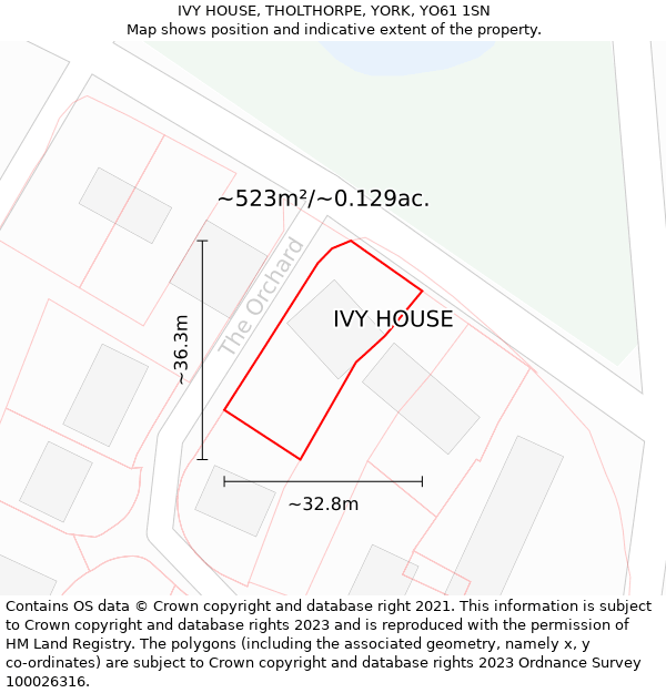 IVY HOUSE, THOLTHORPE, YORK, YO61 1SN: Plot and title map