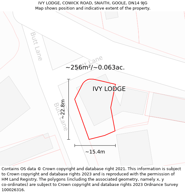 IVY LODGE, COWICK ROAD, SNAITH, GOOLE, DN14 9JG: Plot and title map