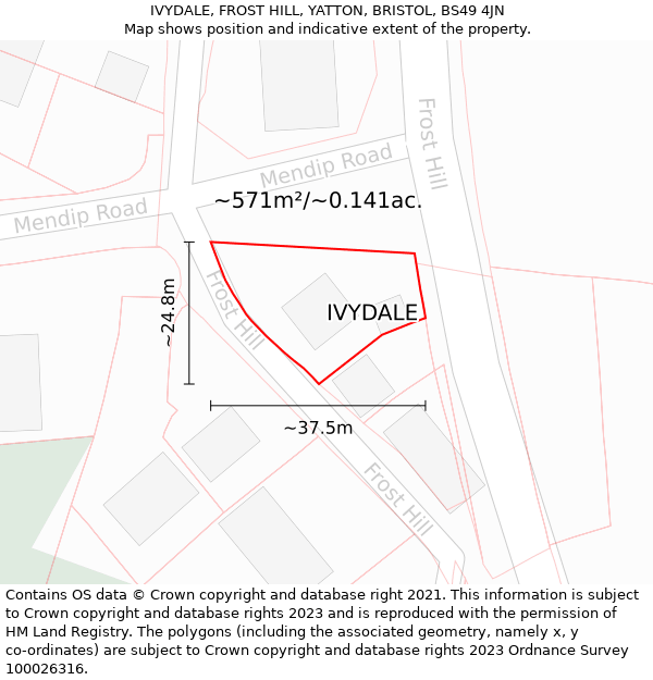 IVYDALE, FROST HILL, YATTON, BRISTOL, BS49 4JN: Plot and title map