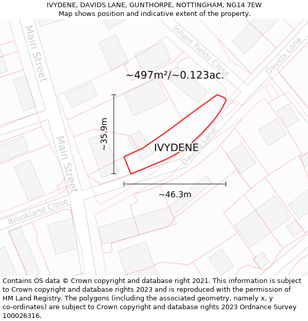 IVYDENE, DAVIDS LANE, GUNTHORPE, NOTTINGHAM, NG14 7EW: Plot and title map