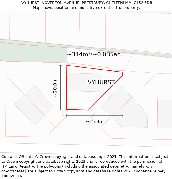 IVYHURST, NOVERTON AVENUE, PRESTBURY, CHELTENHAM, GL52 5DB: Plot and title map