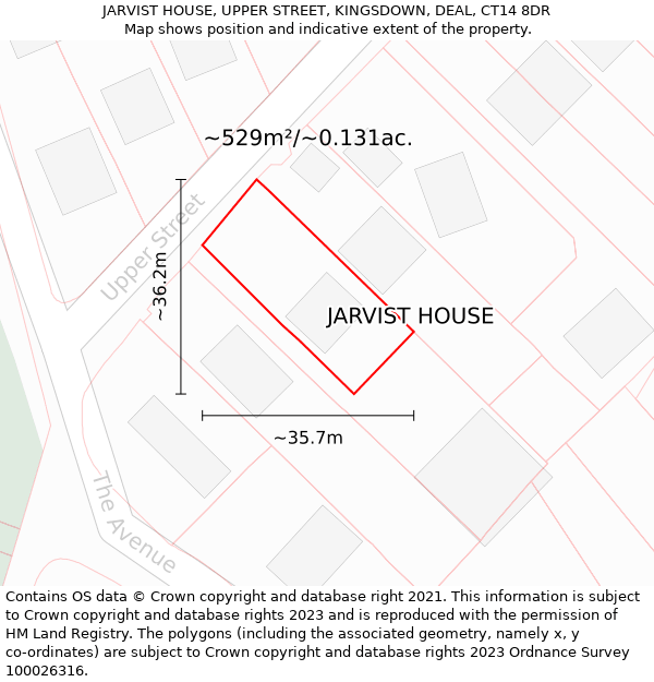 JARVIST HOUSE, UPPER STREET, KINGSDOWN, DEAL, CT14 8DR: Plot and title map