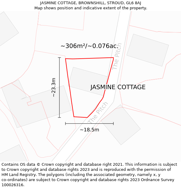 JASMINE COTTAGE, BROWNSHILL, STROUD, GL6 8AJ: Plot and title map
