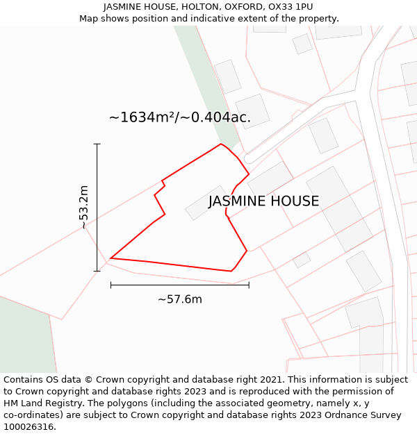 JASMINE HOUSE, HOLTON, OXFORD, OX33 1PU: Plot and title map