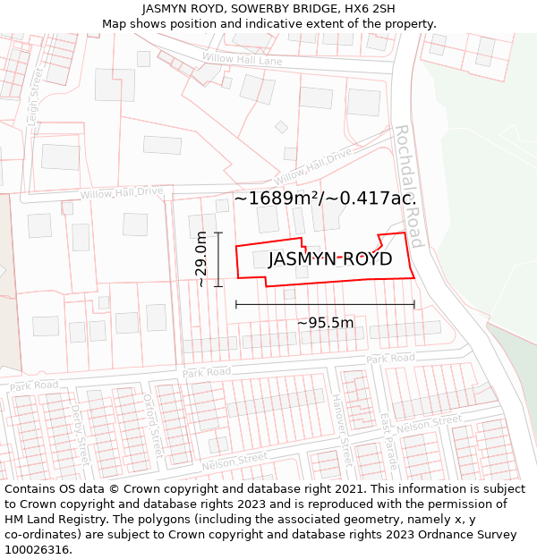 JASMYN ROYD, SOWERBY BRIDGE, HX6 2SH: Plot and title map