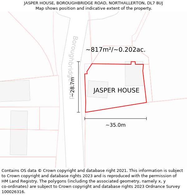 JASPER HOUSE, BOROUGHBRIDGE ROAD, NORTHALLERTON, DL7 8UJ: Plot and title map