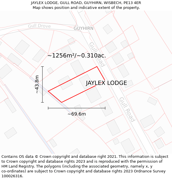 JAYLEX LODGE, GULL ROAD, GUYHIRN, WISBECH, PE13 4ER: Plot and title map