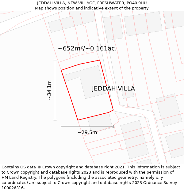 JEDDAH VILLA, NEW VILLAGE, FRESHWATER, PO40 9HU: Plot and title map