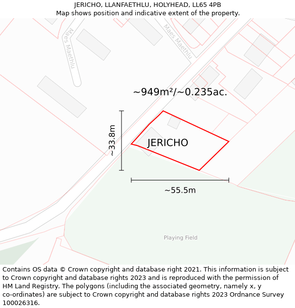 JERICHO, LLANFAETHLU, HOLYHEAD, LL65 4PB: Plot and title map