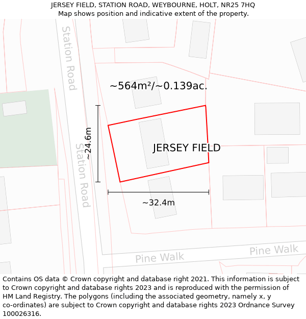 JERSEY FIELD, STATION ROAD, WEYBOURNE, HOLT, NR25 7HQ: Plot and title map