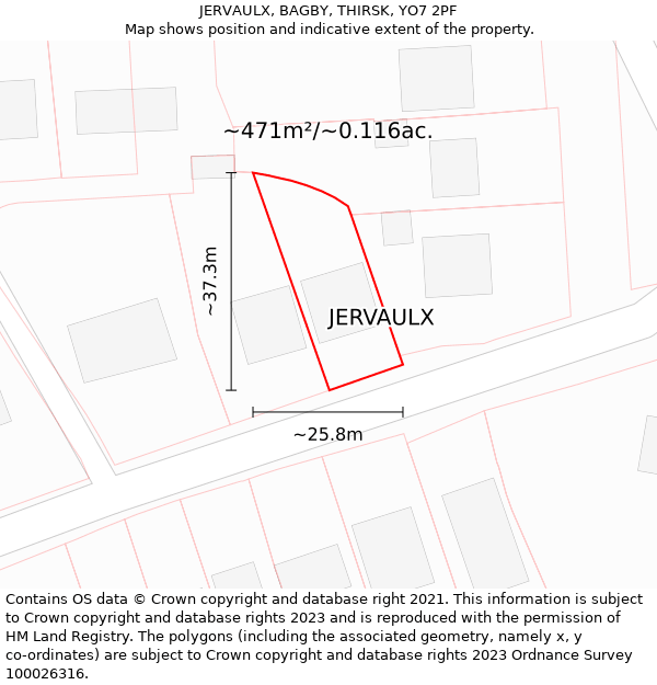 JERVAULX, BAGBY, THIRSK, YO7 2PF: Plot and title map