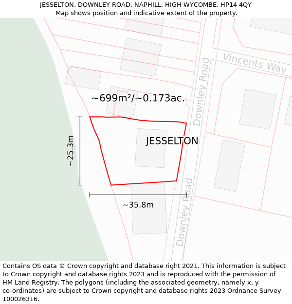 JESSELTON, DOWNLEY ROAD, NAPHILL, HIGH WYCOMBE, HP14 4QY: Plot and title map