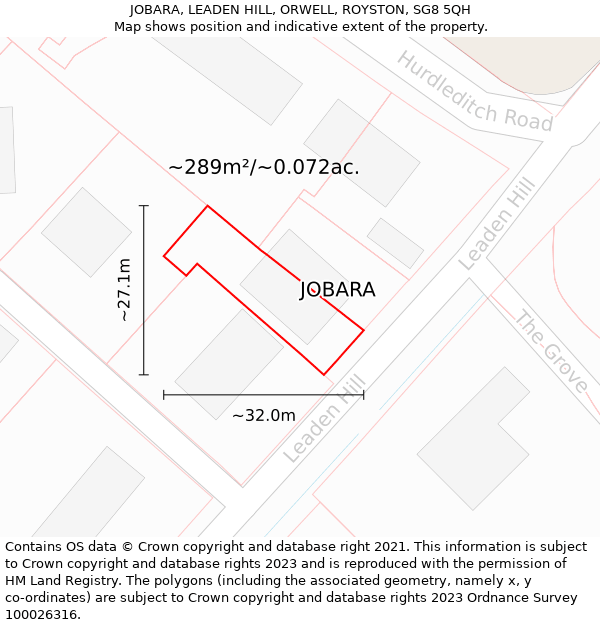 JOBARA, LEADEN HILL, ORWELL, ROYSTON, SG8 5QH: Plot and title map