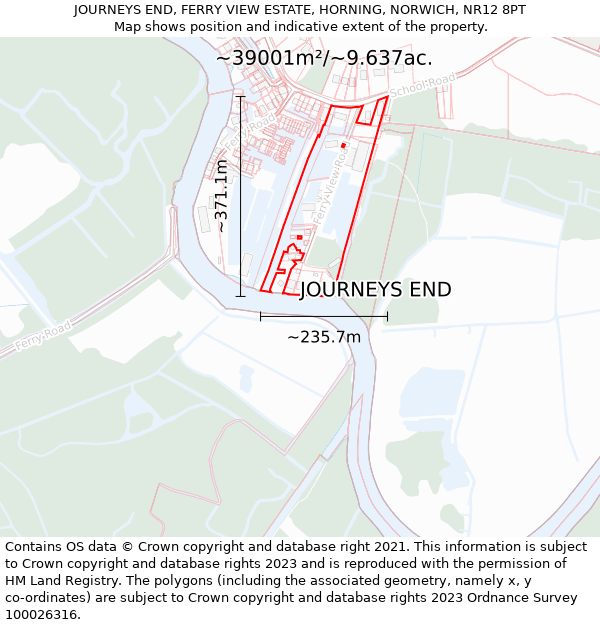 JOURNEYS END, FERRY VIEW ESTATE, HORNING, NORWICH, NR12 8PT: Plot and title map