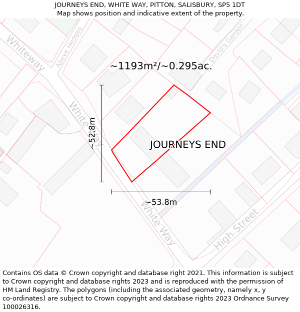 JOURNEYS END, WHITE WAY, PITTON, SALISBURY, SP5 1DT: Plot and title map