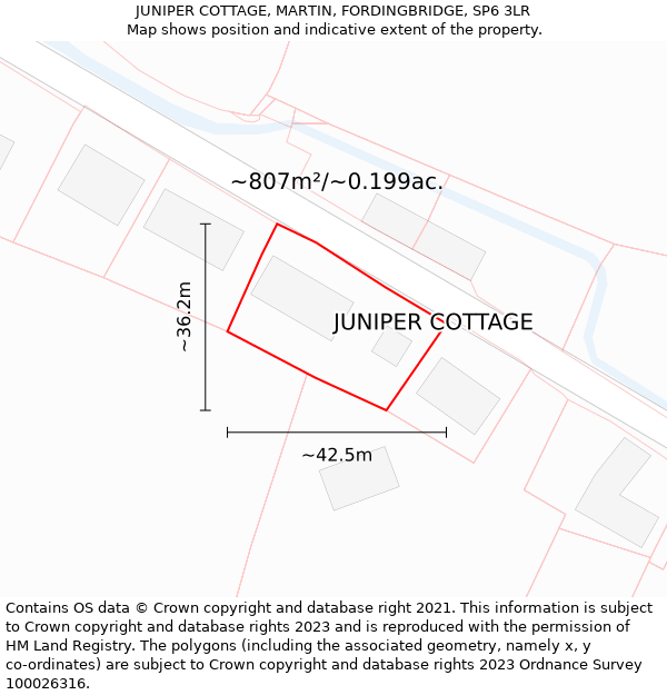 JUNIPER COTTAGE, MARTIN, FORDINGBRIDGE, SP6 3LR: Plot and title map