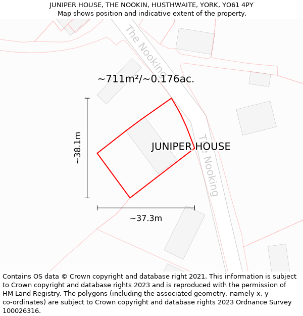 JUNIPER HOUSE, THE NOOKIN, HUSTHWAITE, YORK, YO61 4PY: Plot and title map