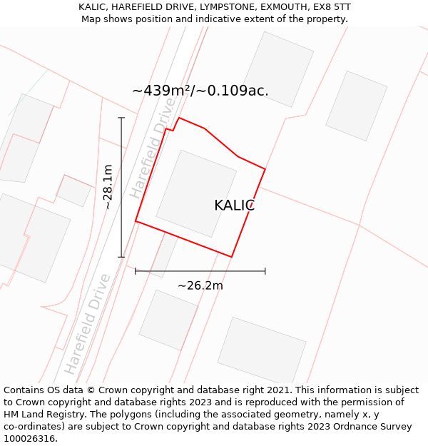 KALIC, HAREFIELD DRIVE, LYMPSTONE, EXMOUTH, EX8 5TT: Plot and title map