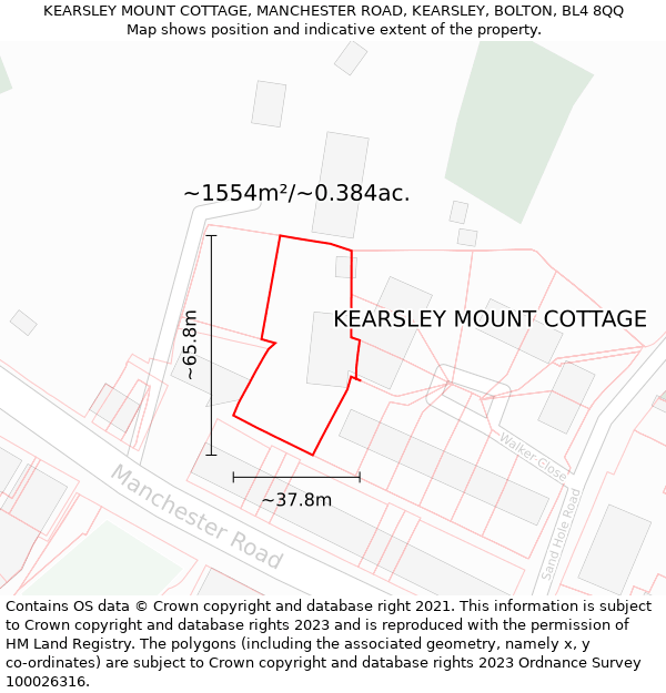 KEARSLEY MOUNT COTTAGE, MANCHESTER ROAD, KEARSLEY, BOLTON, BL4 8QQ: Plot and title map