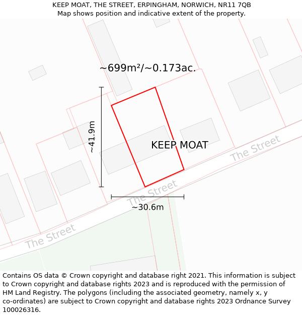 KEEP MOAT, THE STREET, ERPINGHAM, NORWICH, NR11 7QB: Plot and title map
