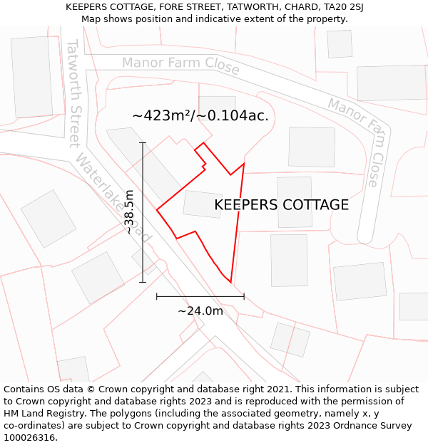 KEEPERS COTTAGE, FORE STREET, TATWORTH, CHARD, TA20 2SJ: Plot and title map