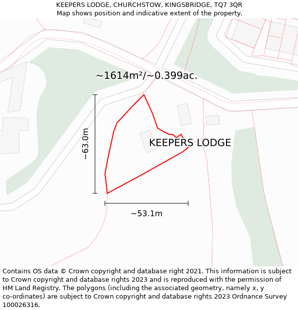 KEEPERS LODGE, CHURCHSTOW, KINGSBRIDGE, TQ7 3QR: Plot and title map