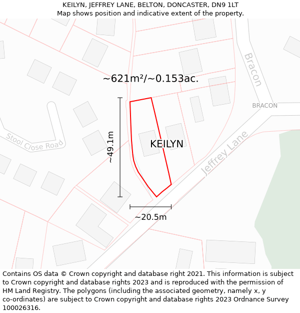 KEILYN, JEFFREY LANE, BELTON, DONCASTER, DN9 1LT: Plot and title map