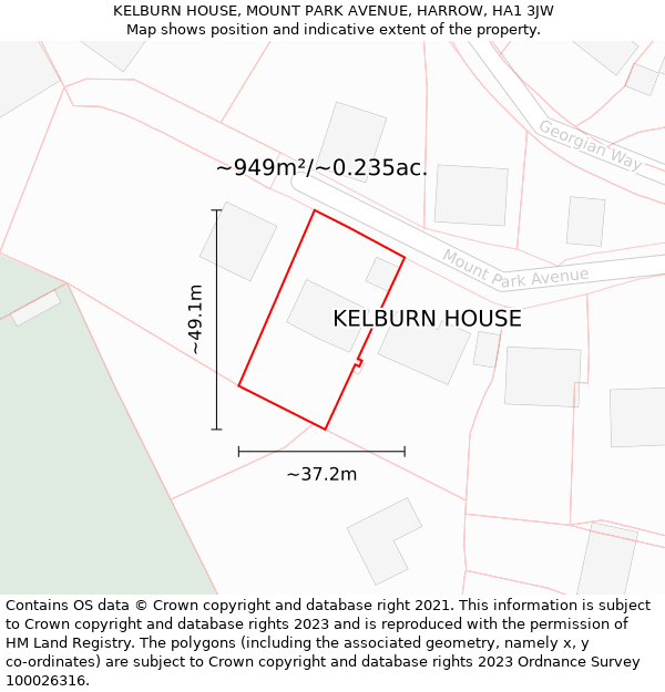 KELBURN HOUSE, MOUNT PARK AVENUE, HARROW, HA1 3JW: Plot and title map