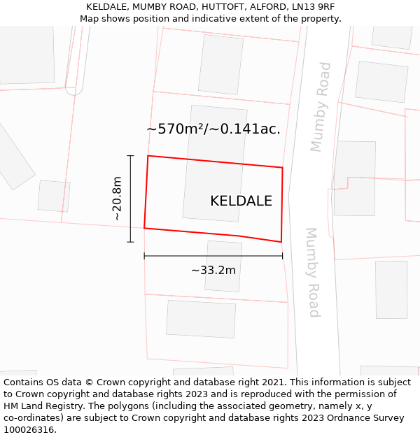 KELDALE, MUMBY ROAD, HUTTOFT, ALFORD, LN13 9RF: Plot and title map