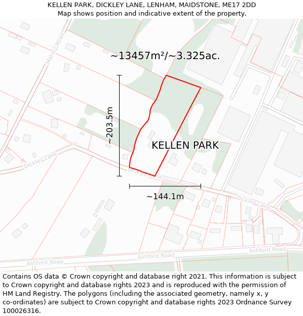 KELLEN PARK, DICKLEY LANE, LENHAM, MAIDSTONE, ME17 2DD: Plot and title map