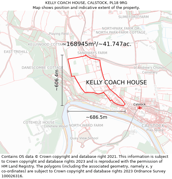 KELLY COACH HOUSE, CALSTOCK, PL18 9RG: Plot and title map