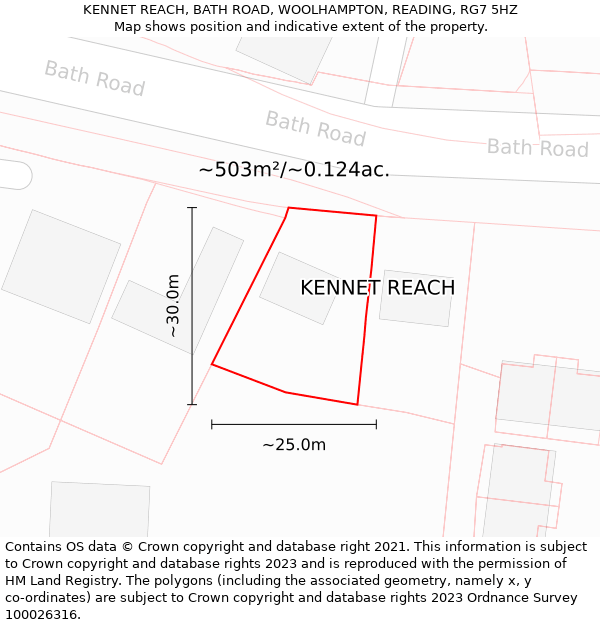 KENNET REACH, BATH ROAD, WOOLHAMPTON, READING, RG7 5HZ: Plot and title map