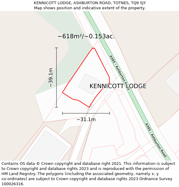 KENNICOTT LODGE, ASHBURTON ROAD, TOTNES, TQ9 5JY: Plot and title map