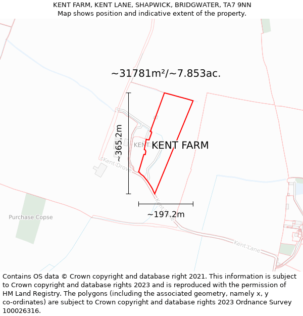 KENT FARM, KENT LANE, SHAPWICK, BRIDGWATER, TA7 9NN: Plot and title map