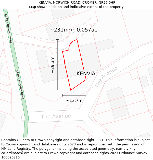 KENVIA, NORWICH ROAD, CROMER, NR27 0HF: Plot and title map