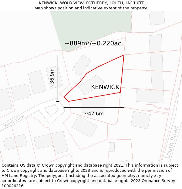 KENWICK, WOLD VIEW, FOTHERBY, LOUTH, LN11 0TF: Plot and title map