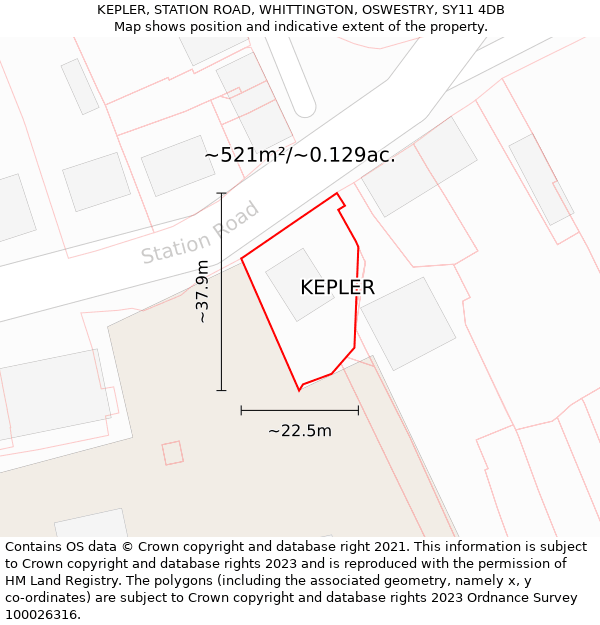 KEPLER, STATION ROAD, WHITTINGTON, OSWESTRY, SY11 4DB: Plot and title map