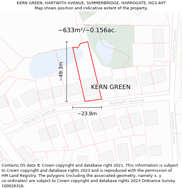 KERN GREEN, HARTWITH AVENUE, SUMMERBRIDGE, HARROGATE, HG3 4HT: Plot and title map