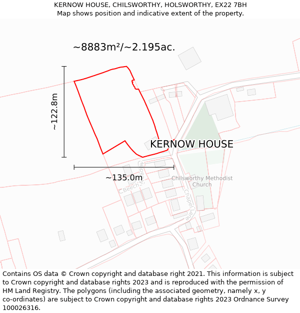 KERNOW HOUSE, CHILSWORTHY, HOLSWORTHY, EX22 7BH: Plot and title map