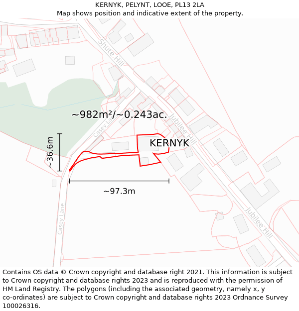 KERNYK, PELYNT, LOOE, PL13 2LA: Plot and title map