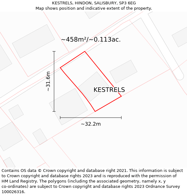 KESTRELS, HINDON, SALISBURY, SP3 6EG: Plot and title map