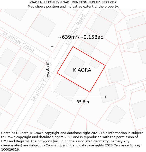 KIAORA, LEATHLEY ROAD, MENSTON, ILKLEY, LS29 6DP: Plot and title map