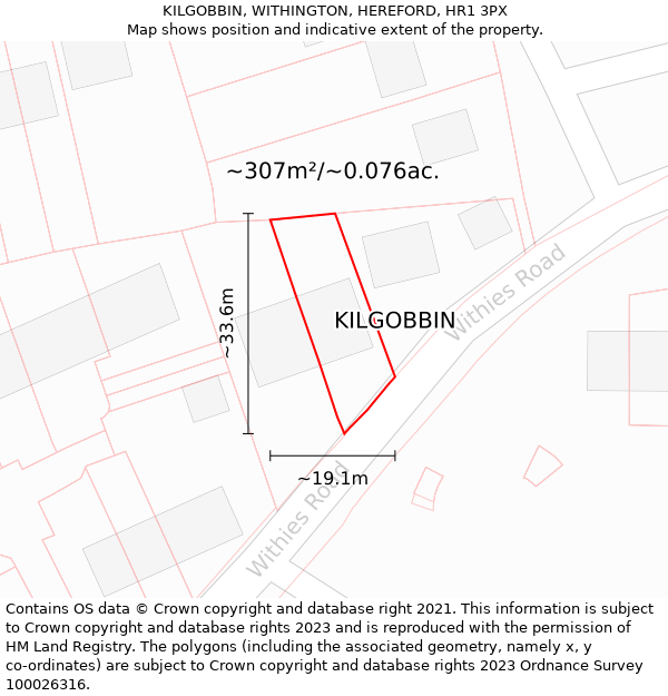 KILGOBBIN, WITHINGTON, HEREFORD, HR1 3PX: Plot and title map