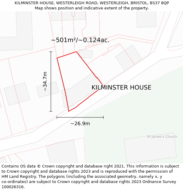 KILMINSTER HOUSE, WESTERLEIGH ROAD, WESTERLEIGH, BRISTOL, BS37 8QP: Plot and title map