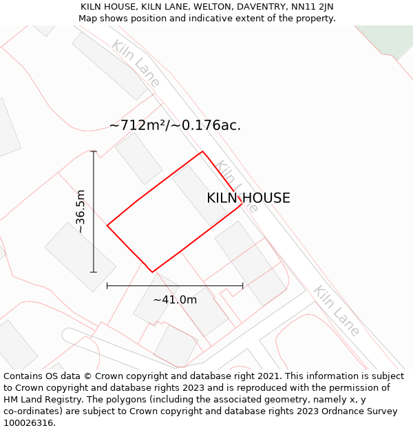 KILN HOUSE, KILN LANE, WELTON, DAVENTRY, NN11 2JN: Plot and title map