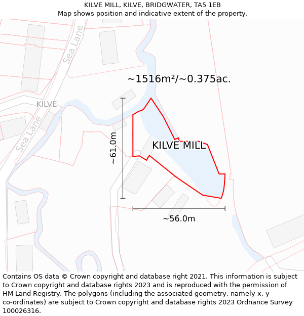 KILVE MILL, KILVE, BRIDGWATER, TA5 1EB: Plot and title map