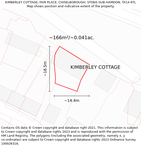 KIMBERLEY COTTAGE, FAIR PLACE, CHISELBOROUGH, STOKE-SUB-HAMDON, TA14 6TL: Plot and title map